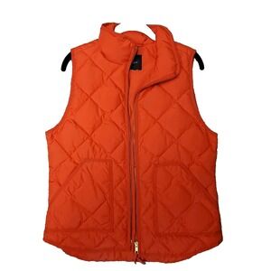 Women's J. CREW White label Barbie Red Quilted Down Feathet Zip Up Vest Medium